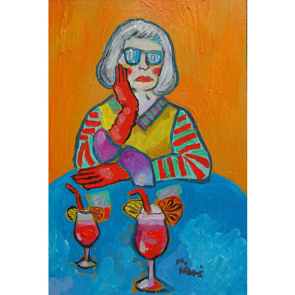 babcia z drinkami, Marlena Kuć, obrazy olejne
