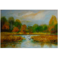 Jesień nad wodą obraz olejny 40-60cm