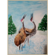 ŻURAWIE  ZIMĄ, AKRYL 300X500 MM