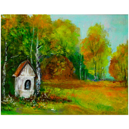 Kapliczka przydrożna  24cm-30 cm, Grażyna Potocka, obrazy olejne
