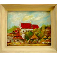 KAZIMIERZ DOLNY OBRAZ OLEJNY 34-41CM W RAMIE 52-44CM NA PŁYCIE