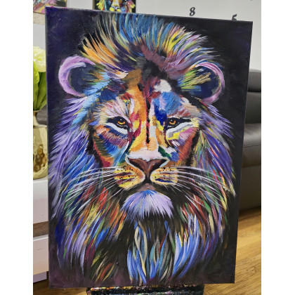 Lew 50x70cm, Wojciech Adalberto, obrazy akryl