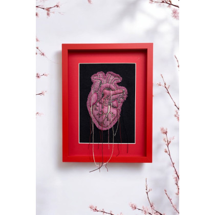 PinPin Joanna Musialska - upcycling design - Obraz haftowany serce anatomiczne foto #1
