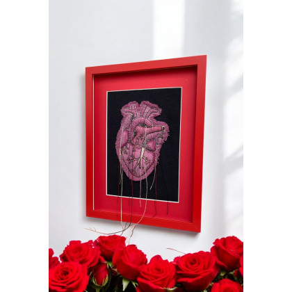 PinPin Joanna Musialska - upcycling design - Obraz haftowany serce anatomiczne foto #4