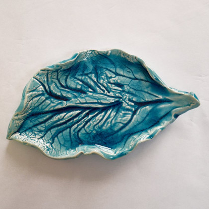 Turkusowy liść. Patera ceramiczna., Anawa-art, naczynia