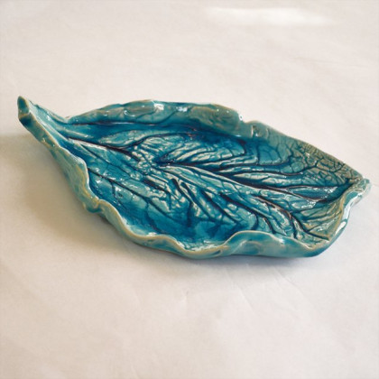Anawa-art - naczynia - Turkusowy liść. Patera ceramiczna. foto #1