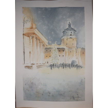 Ewelina Gruszecka - obrazy akwarela - Świąteczny Lublin, Akwarela foto #1
