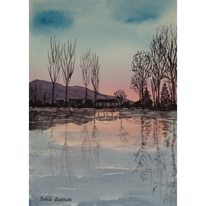 Beata Rudecka - obrazy akwarela - Akwarela Akwarelka Obraz pt. Zwierciadło  18 x 24 cm foto #2