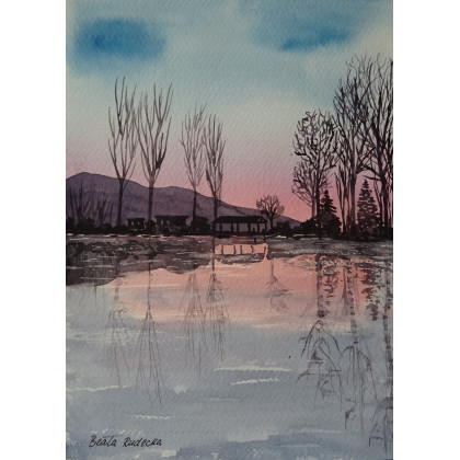 Beata Rudecka - obrazy akwarela - Akwarela Akwarelka Obraz pt. Zwierciadło  18 x 24 cm foto #4