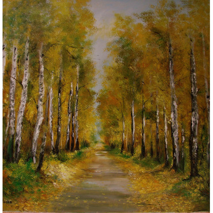 Magiczna aleja obraz olejny 70cm-70cm, Grażyna Potocka, obrazy olejne