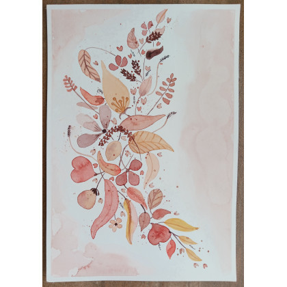 Beata Rudecka - obrazy akwarela - Akwarela Akwarelka Obraz pt. Bukiet Liści, rozmiar: 18 x 26 cm, foto #1