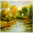 Na spacerze obraz olejny 50cm-50cm
