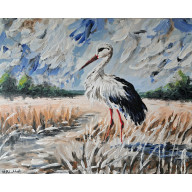 Bocian, malarstwo akrylowe, 50x40cm