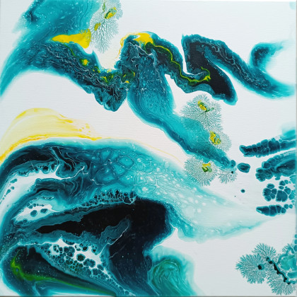 Laguna 60x60 cm abstrakcja, Joanna Bilska, obrazy akryl