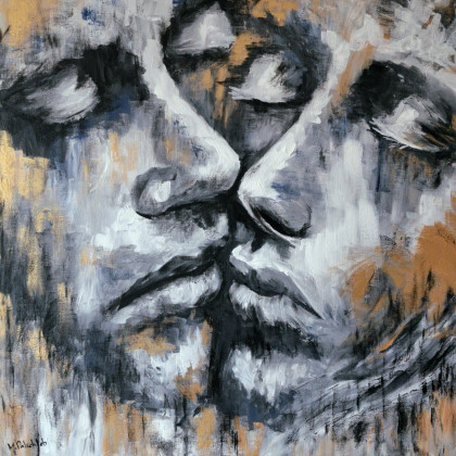 Twarze, 50x50 cm, Monika Palichleb, obrazy akryl