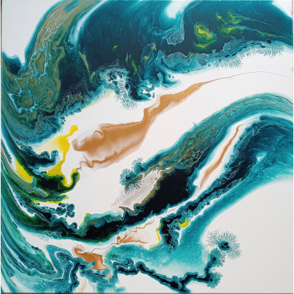 Złote Piaski 70x70 cm abstrakcja, Joanna Bilska, obrazy akryl