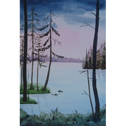 Akwarela Akwarelka Obraz pt. Do Brzegu 26 x 18 cm, Beata Rudecka, obrazy akwarela