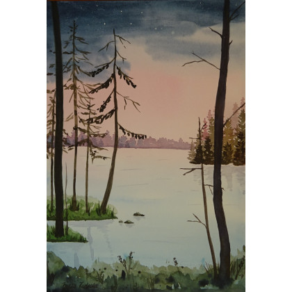 Beata Rudecka - obrazy akwarela - Akwarela Akwarelka Obraz pt. Do Brzegu 26 x 18 cm foto #4