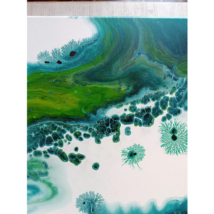 Joanna Bilska - obrazy akryl - Błękitna Laguna 70x70 cm abstrakcja foto #1