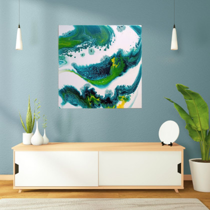 Joanna Bilska - obrazy akryl - Błękitna Laguna 70x70 cm abstrakcja foto #3