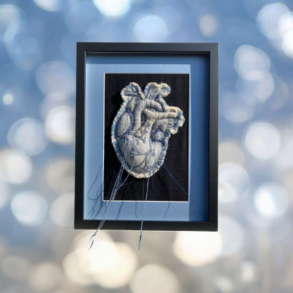 Obraz haftowany 3D serce anatomiczne., PinPin Joanna Musialska, upcycling design