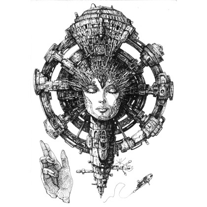Alchemia Kosmosu  *piórko, Krzysztof Krawiec, rysunek tuszem