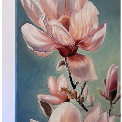 Myroslava Burlaka - obrazy olejne - Rozkwitająca magnolia w promieniach słońca. foto #3