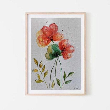 Kwiaty-akwarela formatu 25/18 cm, Paulina Lebida, obrazy akwarela