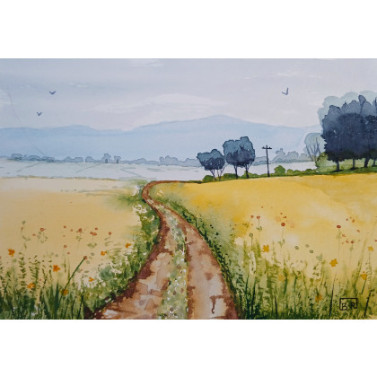 Beata Rudecka - obrazy akwarela - Akwarela Akwarelka Obraz pt. Sielsko.   21 x 15 cm foto #2