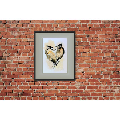 Joanna Tomczyk - obrazy akwarela - Żurawie - Symbol wieczności, Akwarela 24x34 cm foto #1