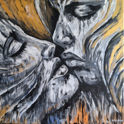 Twarze, nr 2, 50x50 cm, Monika Palichleb, obrazy akryl