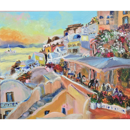 Krystyna Mościszko - obrazy akryl - Santorini na płótnie foto #2