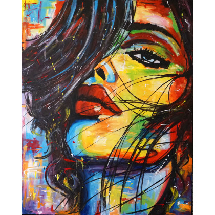Lady Wind 80x100, Rafal Stach, olej + akryl