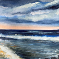 Blue marine 2 - akwarela w oprawie