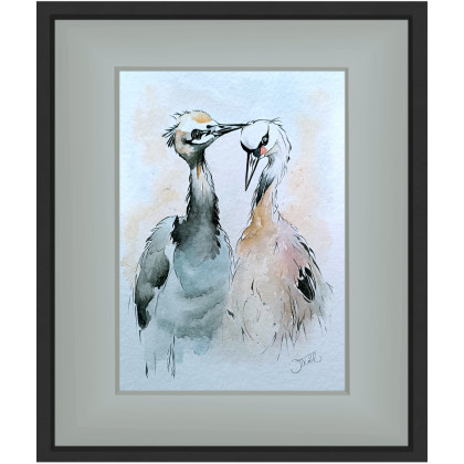 Joanna Tomczyk - obrazy akwarela - Żurawie Rodzinne ścieżki, Akwarela 24x32 cm foto #4