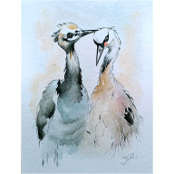 Żurawie Rodzinne ścieżki, Akwarela 24x32 cm