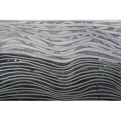 Beata Rudecka - obrazy akwarela - Akwarela Obraz  Abstrakcja pt. Srebrne Myśli 26x18 cm foto #2