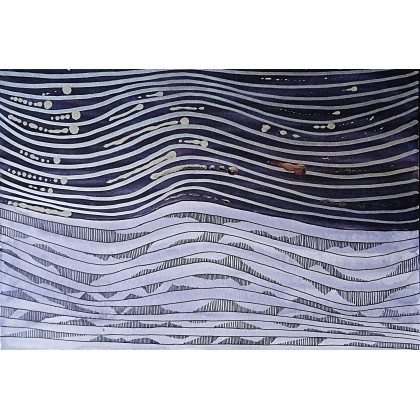 Beata Rudecka - obrazy akwarela - Akwarela Obraz  Abstrakcja pt. Srebrne Myśli 26x18 cm foto #4