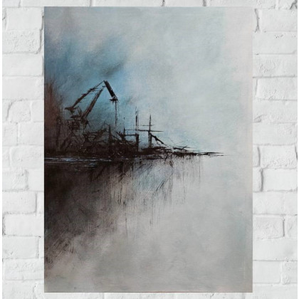 Industrialne horyzonty. Obraz akrylowy 80 x 60, Aneta Janecka, obrazy akryl