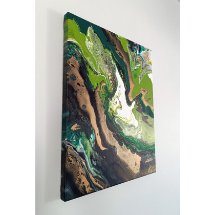 Joanna Bilska - obrazy akryl - DUCH LASU V Abstrakcja ekspresyjna 40x50 cm autorski obraz akrylowy na płótnie foto #1