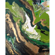 DUCH LASU V Abstrakcja ekspresyjna 40x50 cm autorski obraz akrylowy na płótnie