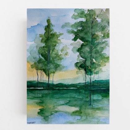 Drzewa-akwarela formatu 25/18 cm, Paulina Lebida, obrazy akwarela