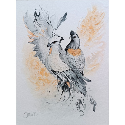 Sojusz skrzydeł, Akwarela 24x32 cm, Joanna Tomczyk, obrazy akwarela