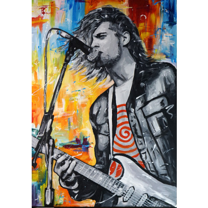 Kurt Cobain 70x100, Rafal Stach, olej + akryl