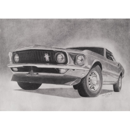 Ford Mustang, Albert Borkowski, rysunek ołówkiem