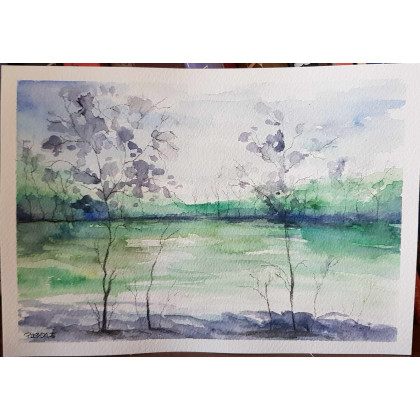 Paulina Lebida - obrazy akwarela - Pejzaż-  akwarela formatu A5 foto #2