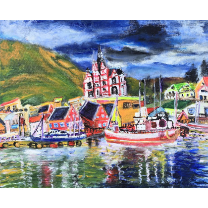 Islandia na płótnie,  40x50x2 cm., Krystyna Mościszko, obrazy akryl