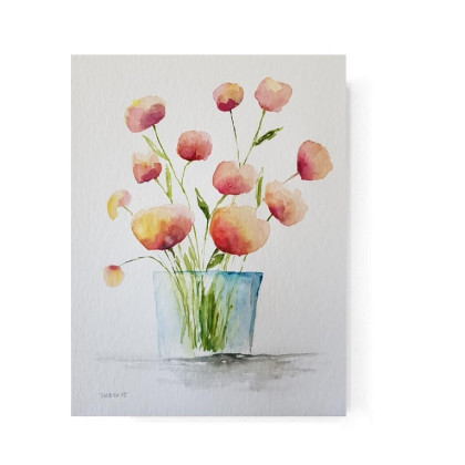 Kwiaty -  akwarela formatu 32/24 cm, Paulina Lebida, obrazy akwarela