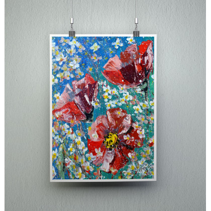 Maki na niebieskim tle – Plakat, 4mara, plakaty