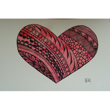 Beata Rudecka - obrazy akwarela - Akwarela Akwarelka Obraz pt. Serce, rozmiar: 21 x 14 cm, foto #2